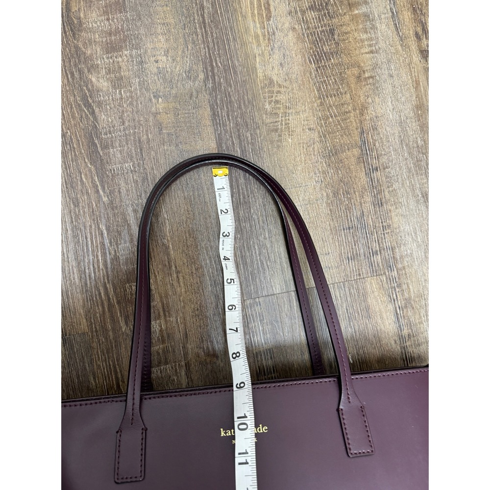 Kate Spade New York Leather Tote Bag Burgundy Plum Top Zip Shoulder Bag - Picture 2 of 16